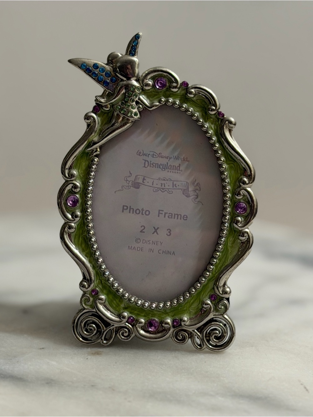 Disney Tinker Bell Green and Purple Jeweled Oval Photo Frame